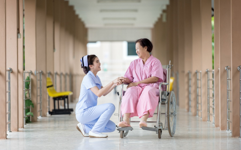 patients pink gown