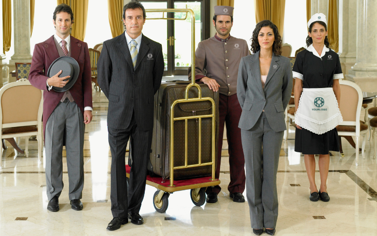 complete hotel staff uniform with logo