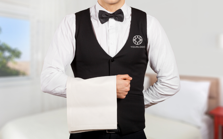 hotel staff uniform with hotel logo