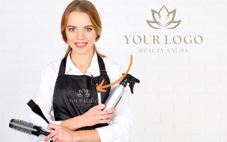 apron with salon branding for salon staff