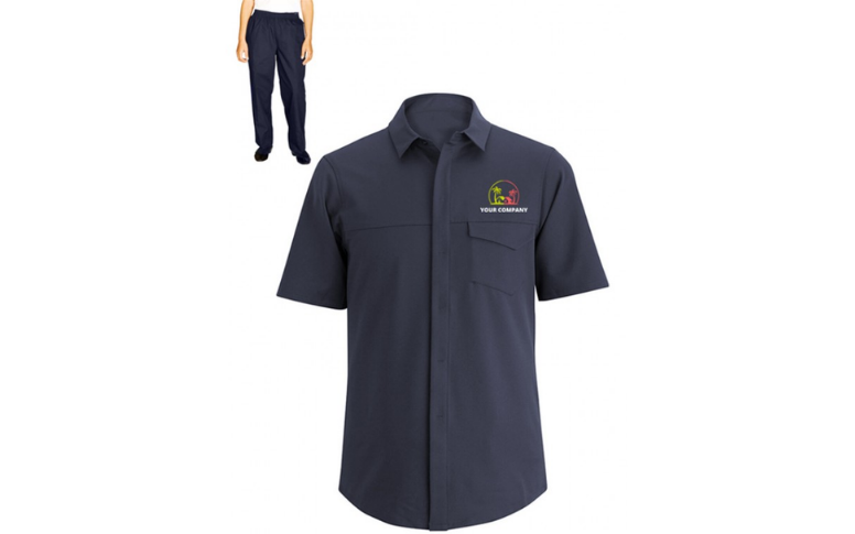 stylish housekeeping uniforms two piece set of a shirt and pant with logo